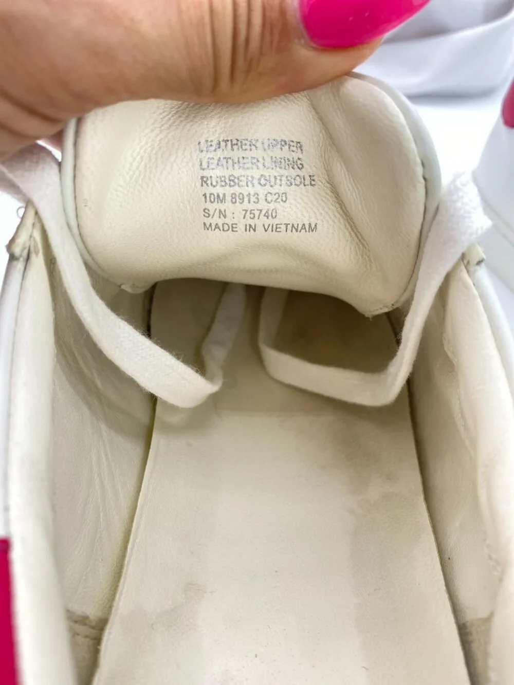 Tory Burch Howell Court Leather Sneakers White Pink Logo Size 10